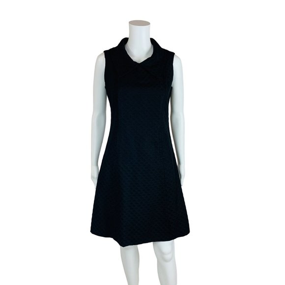 Vintage 1960s Mod Mini Dress Black Circles Peter Pan Collar | B 36" - Picture 2 of 12